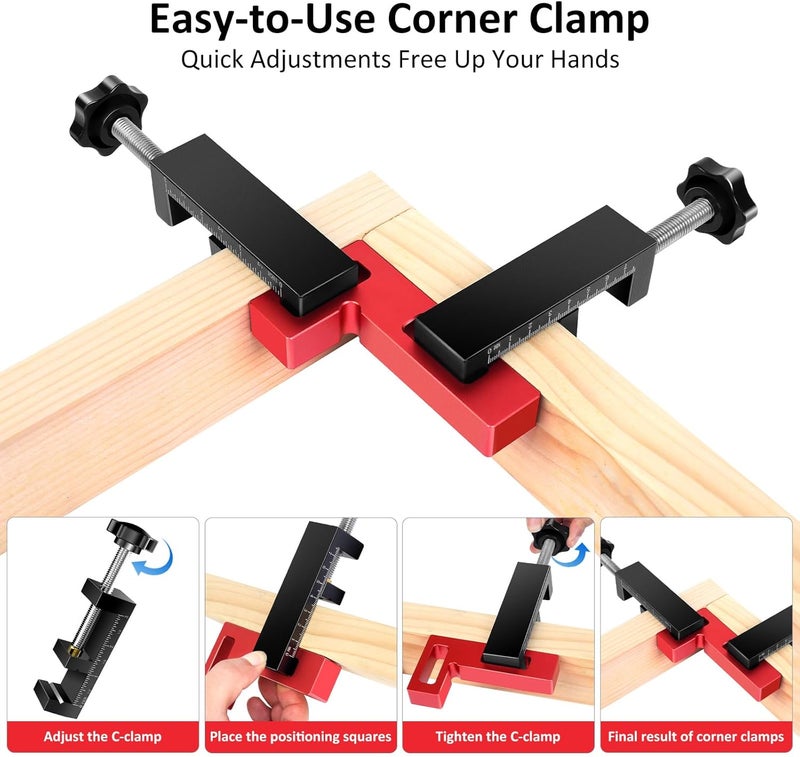 ARTYMASTER Corner Clamp for Woodworking, 90 Degree Corner Clamp, Right Angle Clamp Woodworking Tools, Aluminum Positioning Squares for Picture Frames, Cabinets, Drawers - Image 3